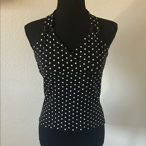 Polka Dot V Neck Halter Neck Top